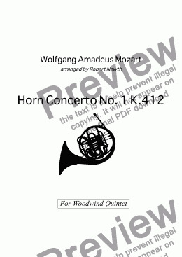 page one of Mozart Horn Concerto No. 1 in D K412