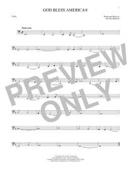 page one of God Bless America (Tuba Solo)