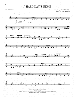 page one of A Hard Day's Night (Xylophone Solo)