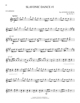 page one of Slavonic Dance No. 1 (Xylophone Solo)