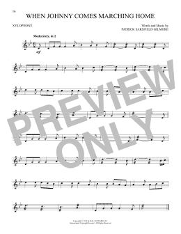 page one of When Johnny Comes Marching Home (Xylophone Solo)