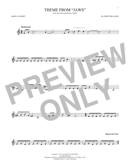 page one of Theme from Jaws (Bass Clarinet Solo)