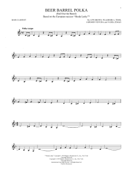 page one of Beer Barrel Polka (Roll Out The Barrel) (Bass Clarinet Solo)