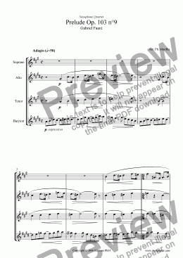 page one of Fauré - Prelude No9 Op. 103 (Sax Quartet)