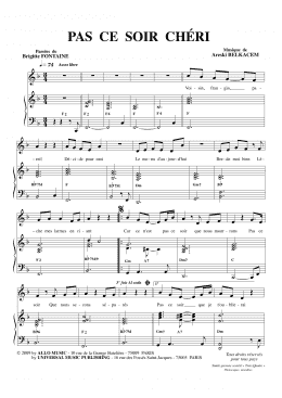 page one of Pas Ce Soir Chéri (Piano & Vocal)