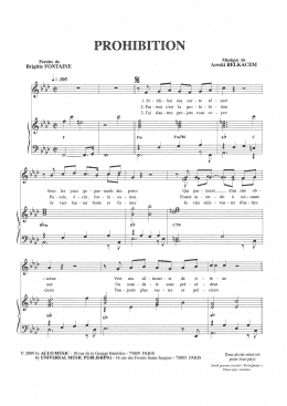 page one of Prohibition (Piano & Vocal)