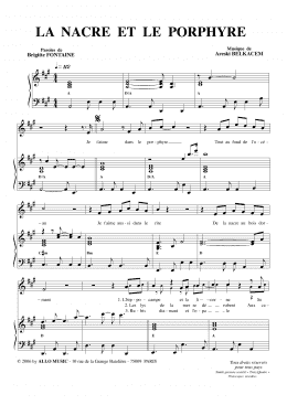 page one of La Nacre Et Le Porphyre (Piano & Vocal)