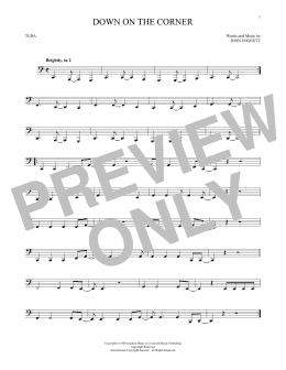 page one of Down On The Corner (Tuba Solo)