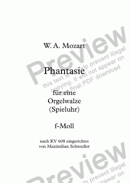 page one of Mozart, Phantasie für eine Orgelwalze (fl, ob, kl) nach KV 608