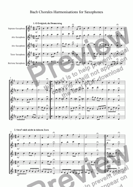page one of Bach Chorales Harmonisations for Saxophones