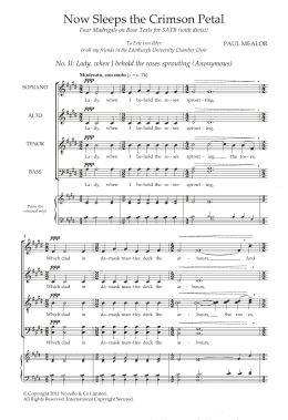 page one of Lady, When I Behold (from 'Four Madrigals on Rose Texts') (SATB Choir)