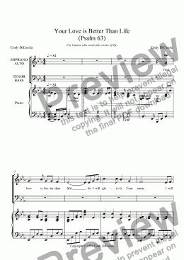 page one of Your Love is Better Than Life (Psalm 63) SATB w/piano
