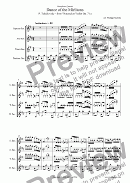 page one of Tchaikovsky - Dance of the Mirlitons (Sax Quartet)