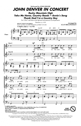 page one of John Denver In Concert (arr. Alan Billingsley) (2-Part Choir)