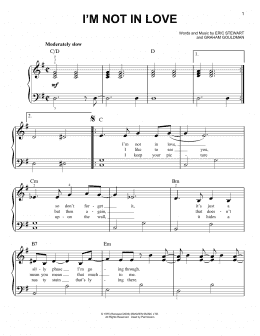 page one of I'm Not In Love (Easy Piano)