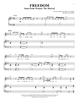 page one of Freedom (from Pretty Woman: The Musical) (Piano & Vocal)