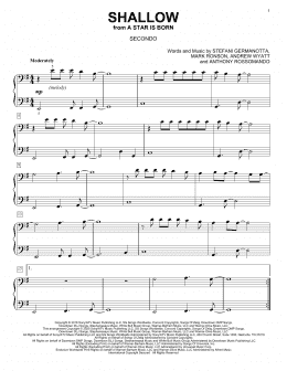page one of Shallow (from A Star Is Born) (arr. David Pearl) (Piano Duet)