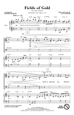 page one of Fields Of Gold (arr. Roger Emerson) (SAB Choir)