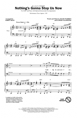 page one of Nothing's Gonna Stop Us Now (arr. Kirby Shaw) (SAB Choir)