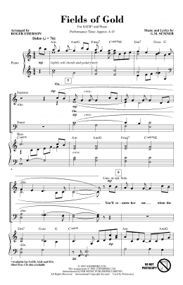 page one of Fields Of Gold (arr. Roger Emerson) (SATB Choir)