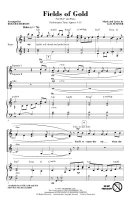 page one of Fields Of Gold (arr. Roger Emerson) (SSA Choir)