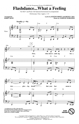 page one of Flashdance...What A Feeling (from Flashdance) (arr. Kirby Shaw) (SSA Choir)