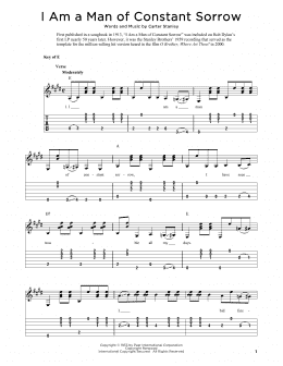 page one of I Am A Man Of Constant Sorrow (arr. Fred Sokolow) (Solo Guitar Tab)
