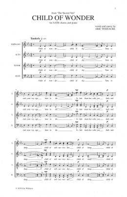page one of Child Of Wonder (from The Sacred Veil) (SATB Choir)
