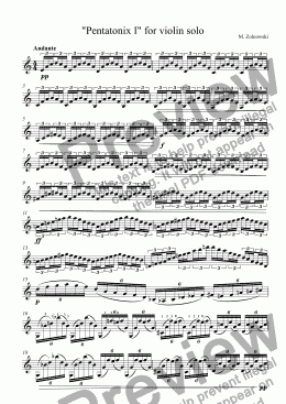 page one of "Pentatonix I" for violin solo