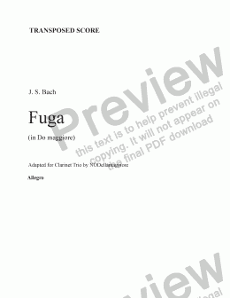 page one of Bach Fuga (in Do Maggiore) Transp. score