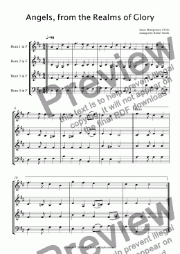 page one of Angels, from the Realms of Glory (for Horn Quartet)