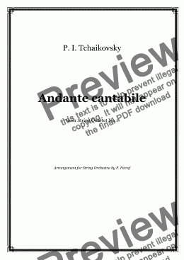 page one of Tchaikovsky - Andante Cantabile  from Op.11 - String Orchestra