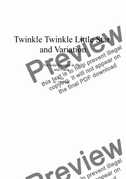page one of Twinkle Twinkle Little Star and Variation for Trumpet in Bb and Piano