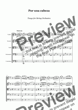 page one of Gardel - Por Una Cabeza - string orchestra