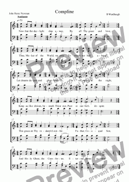 page one of John Henry Newman: Now that the daylight dies away (SATB)
