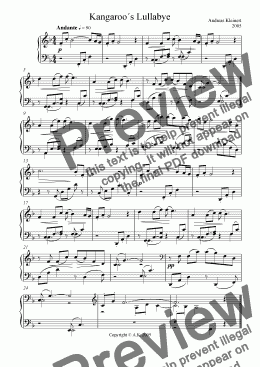 page one of Kangaroo´s Lullabye for piano