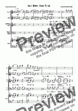 page one of Brooks-Davies: Holy Spirit, Come To Us (SATB choir + keyboard + fl, ob (or fl2))
