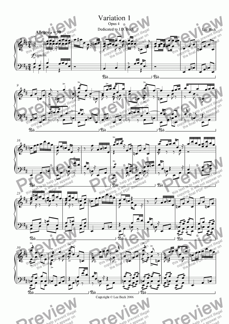 page one of  Variation  1 Opus 4