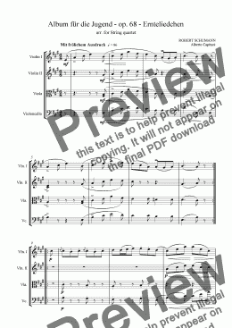 page one of Album für die Jugend - op. 68 - Ernteliedchen - arr. for String quartet