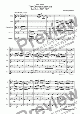 page one of Joplin - The Chrysanthenum (Wind quintet)