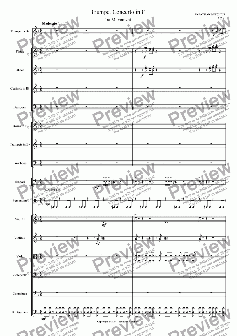 page one of Trumpet Concerto in F - 1st Movement