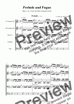 page one of Bach Prelude and Fugue Book 1, No. 2