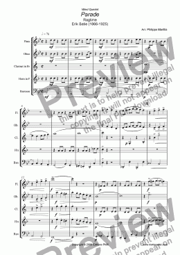 page one of Satie - Ragtime Parade (Wind Quintet)