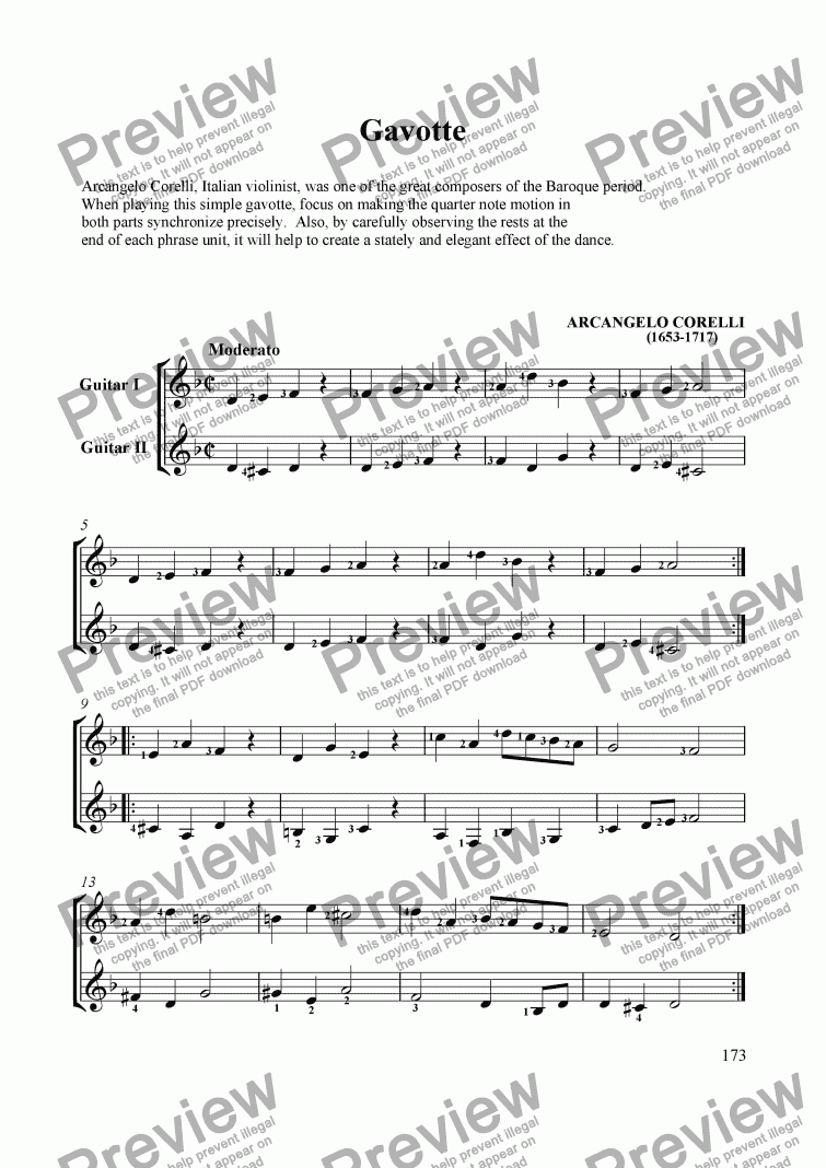 page one of Gavotte - Archangelo Corelli