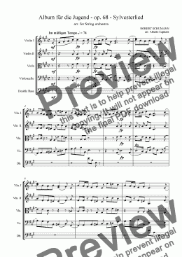 page one of Album für die Jugend - op. 68 - Sylvesterlied - arr. for String orchestra