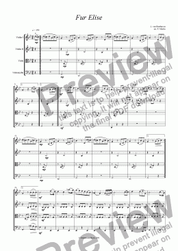 page one of Fur Elise - String Quartet