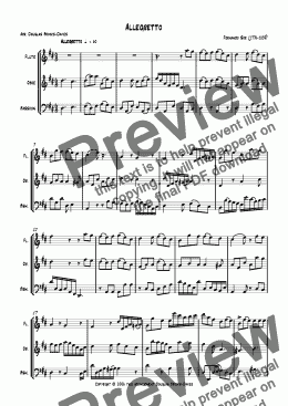 page one of Sor, Fernando: Allegretto arr. for Wind Trio (fl., ob., bn)