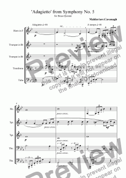 page one of Adagietto from Symphony No. 5