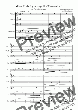 page one of Album für die Jugend - op. 68 - Winterszeit - II - arr. for String orchestra