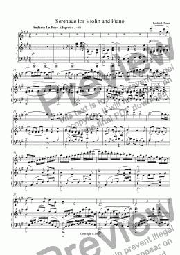 page one of Serenade for Violin and Piano